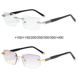 Maxbell Blue Light Glasses rectangle Rimless for Unisex Computer Men Woman Argent 1.0X