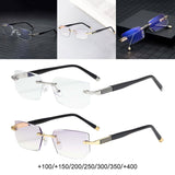 Maxbell Blue Light Glasses rectangle Rimless for Unisex Computer Men Woman Argent 1.0X