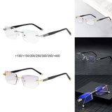 Maxbell Blue Light Glasses rectangle Rimless for Unisex Computer Men Woman Argent 1.0X