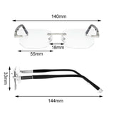Maxbell Blue Light Glasses rectangle Rimless for Unisex Computer Men Woman Argent 3.0X