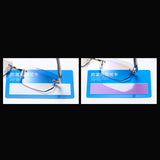 Maxbell Blue Light Glasses rectangle Rimless for Unisex Computer Men Woman Argent 3.0X