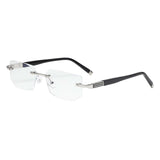 Maxbell Blue Light Glasses rectangle Rimless for Unisex Computer Men Woman Argent 4.0X