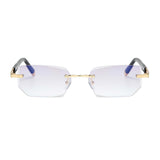 Maxbell Blue Light Glasses rectangle Rimless for Unisex Computer Men Woman Aureate 1.5X