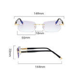 Maxbell Blue Light Glasses rectangle Rimless for Unisex Computer Men Woman Aureate 2.0X