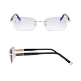 Maxbell Blue Light Glasses rectangle Rimless for Unisex Computer Men Woman Aureate 2.0X