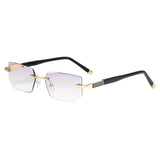 Maxbell Blue Light Glasses rectangle Rimless for Unisex Computer Men Woman Aureate 2.0X