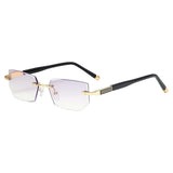 Maxbell Blue Light Glasses rectangle Rimless for Unisex Computer Men Woman Aureate 3.0X