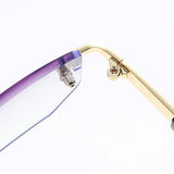 Maxbell Blue Light Glasses rectangle Rimless for Unisex Computer Men Woman Aureate 3.5X
