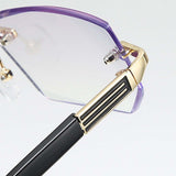 Maxbell Blue Light Glasses rectangle Rimless for Unisex Computer Men Woman Aureate 3.5X