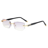 Maxbell Blue Light Glasses rectangle Rimless for Unisex Computer Men Woman Aureate 3.5X