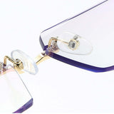 Maxbell Blue Light Glasses rectangle Rimless for Unisex Computer Men Woman Aureate 4.0X