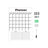 Maxbell Acrylic Calendar dry erasing Board with Marker Reusable for Meal Plan Kitchen Large