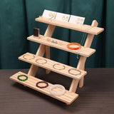 Maxbell Earring Rings Organizer Wood Easy to Assemble Storing Earrings, Rings 4 Tier