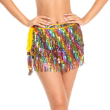 Maxbell Sparkly Hip Scarf Skirt Shining Sequin Tassel Skirt for Dancing Women Dancer