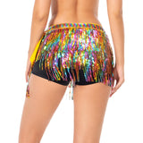 Maxbell Sparkly Hip Scarf Skirt Shining Sequin Tassel Skirt for Dancing Women Dancer