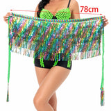 Maxbell Sequin Tassel Skirt Rave Skirt Wrap for Club Ballroom Stage Performance