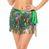 Maxbell Sequin Tassel Skirt Rave Skirt Wrap for Club Ballroom Stage Performance