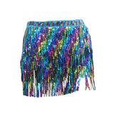 Maxbell Sequin Tassel Skirt Rave Skirt Wrap for Club Ballroom Stage Performance