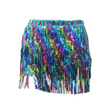 Maxbell Sequin Tassel Skirt Rave Skirt Wrap for Club Ballroom Stage Performance