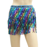 Maxbell Sequin Tassel Skirt Rave Skirt Wrap for Club Ballroom Stage Performance