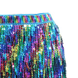 Maxbell Sequin Tassel Skirt Rave Skirt Wrap for Club Ballroom Stage Performance