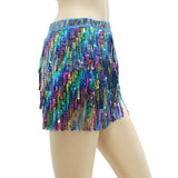 Maxbell Sequin Tassel Skirt Rave Skirt Wrap for Club Ballroom Stage Performance