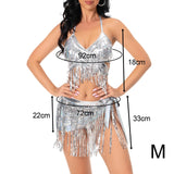 Maxbell Sequin Tassel Set 3 Piece Outfit for Costume Accessories Party Samba M