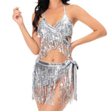 Maxbell Sequin Tassel Set 3 Piece Outfit for Costume Accessories Party Samba L