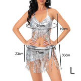 Maxbell Sequin Tassel Set 3 Piece Outfit for Costume Accessories Party Samba L