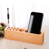 Maxbell Wooden Pen Holder Durable Wooden Pencil Holder Desk Organizer for Desktop A