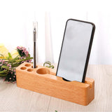 Maxbell Wooden Pen Holder Durable Wooden Pencil Holder Desk Organizer for Desktop B