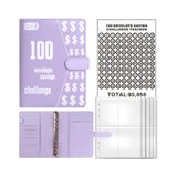 Maxbell 100 Envelope Saving Challenge Binder Reusable Budget Planner for Girls Boys Purple