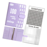 Maxbell 100 Envelope Saving Challenge Binder Reusable Budget Planner for Girls Boys Purple