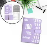 Maxbell 100 Envelope Saving Challenge Binder Reusable Budget Planner for Girls Boys Purple
