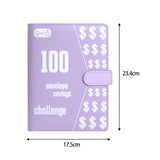 Maxbell 100 Envelope Saving Challenge Binder Reusable Budget Planner for Girls Boys Purple