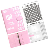 Maxbell 100 Envelope Saving Challenge Binder Reusable Budget Planner for Girls Boys Pink