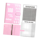 Maxbell 100 Envelope Saving Challenge Binder Reusable Budget Planner for Girls Boys Pink