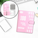 Maxbell 100 Envelope Saving Challenge Binder Reusable Budget Planner for Girls Boys Pink
