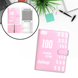 Maxbell 100 Envelope Saving Challenge Binder Reusable Budget Planner for Girls Boys Pink