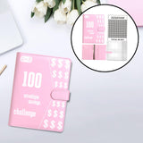 Maxbell 100 Envelope Saving Challenge Binder Reusable Budget Planner for Girls Boys Pink