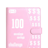 Maxbell 100 Envelope Saving Challenge Binder Reusable Budget Planner for Girls Boys Pink