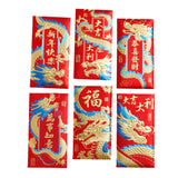 Maxbell 6Pcs Chinese New Year Red Envelopes for Birthday Year of Dragon Dinner Party Style A