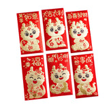 Maxbell 6Pcs Chinese New Year Red Envelopes for Birthday Year of Dragon Dinner Party Style B