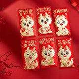 Maxbell 6Pcs Chinese New Year Red Envelopes for Birthday Year of Dragon Dinner Party Style B