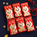 Maxbell 6Pcs Chinese New Year Red Envelopes for Birthday Year of Dragon Dinner Party Style B