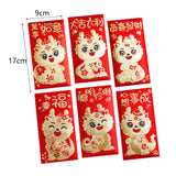 Maxbell 6Pcs Chinese New Year Red Envelopes for Birthday Year of Dragon Dinner Party Style B