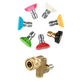 7pcs Brass Power Washer Spray Nozzle Tips Quick Connect Pivoting Coupler, 1/4 inch, 5000 PSI - Aladdin Shoppers