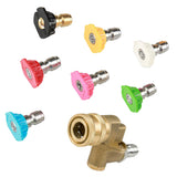 7pcs Brass Power Washer Spray Nozzle Tips Quick Connect Pivoting Coupler, 1/4 inch, 5000 PSI - Aladdin Shoppers