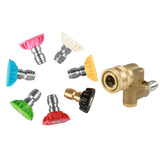 7pcs Brass Power Washer Spray Nozzle Tips Quick Connect Pivoting Coupler, 1/4 inch, 5000 PSI - Aladdin Shoppers