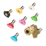 7pcs Brass Power Washer Spray Nozzle Tips Quick Connect Pivoting Coupler, 1/4 inch, 5000 PSI - Aladdin Shoppers